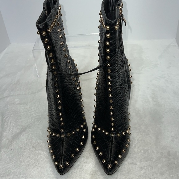 Akika black croc studded ankle boots/booties. Size 37. NWOT. - Picture 4 of 8